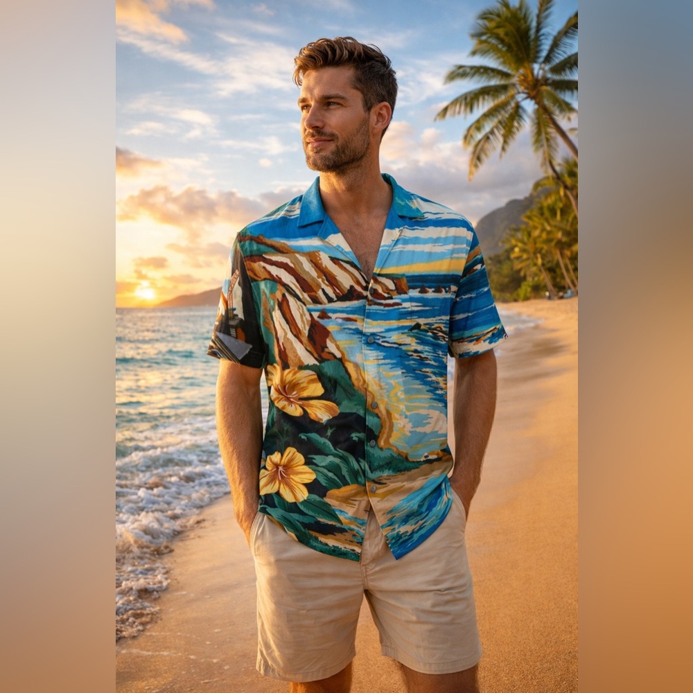 🌴 ALOHA BEACH VIBES BUTTON-UP – Vacation Ready! 🌴
